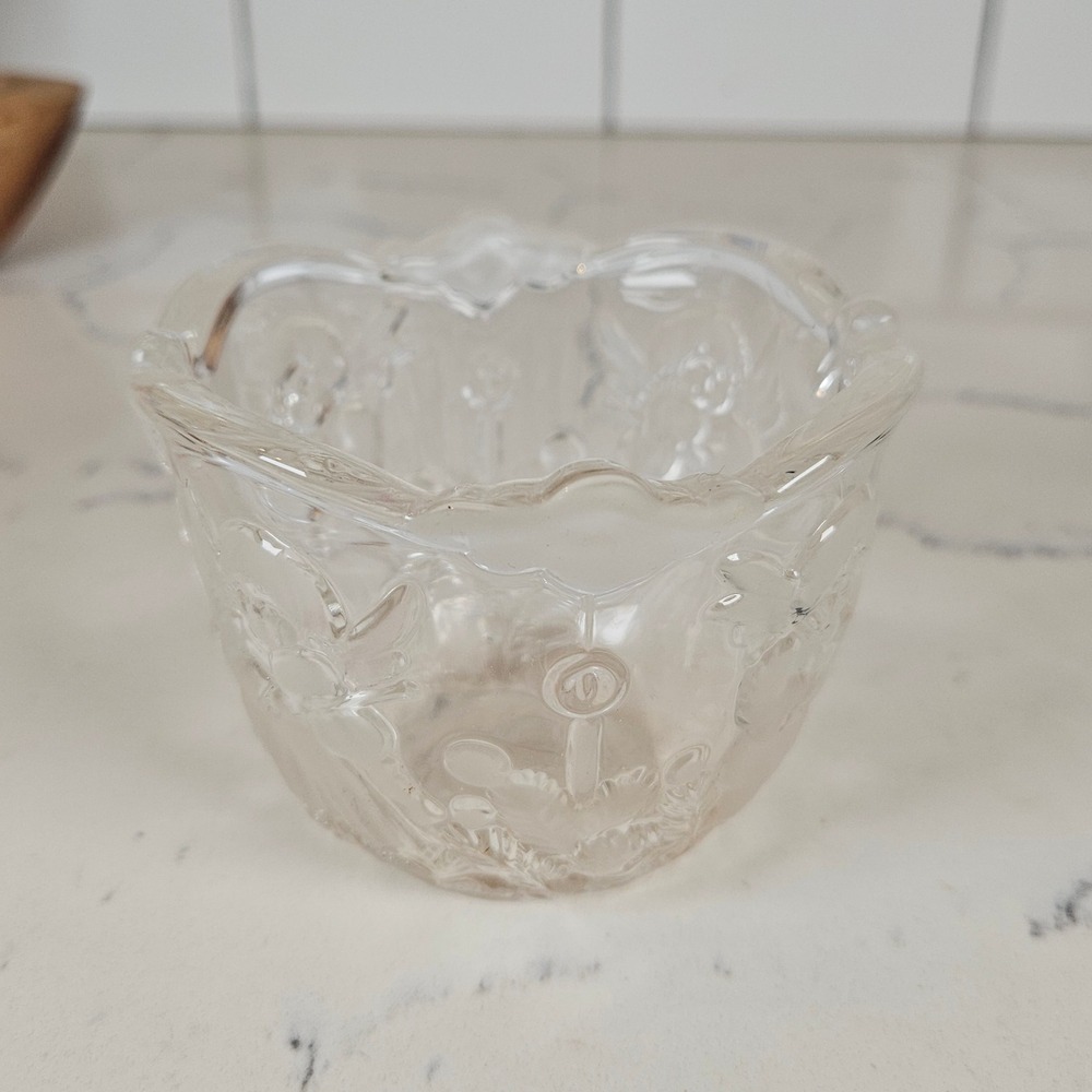 VTG Mikasa Germany Holiday Glass Cherub Angel Candle Holder Votive Trinket Dish